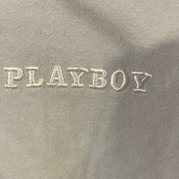 PLAYBOY by Pacsun Light Gray Women's Zip-Up Hoodie - Picture 3 of 5